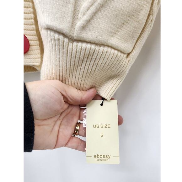 New NWT Cable Knit Long Sleeve Open Front Cardigan Sheep V-Neck Button Down S - Picture 11 of 12